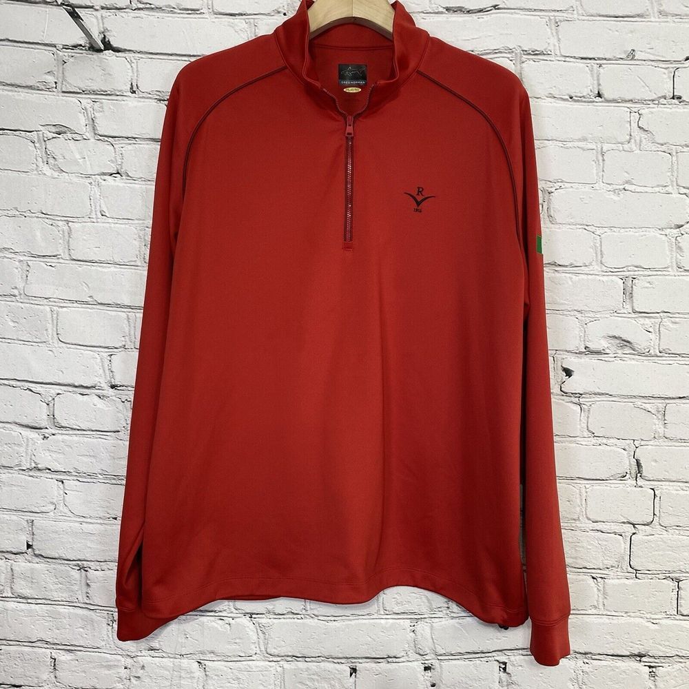 Greg Norman‎ Mens Play Dry 1/4 Zip Pullover Jacket Size XL Red Raritan Valley CC